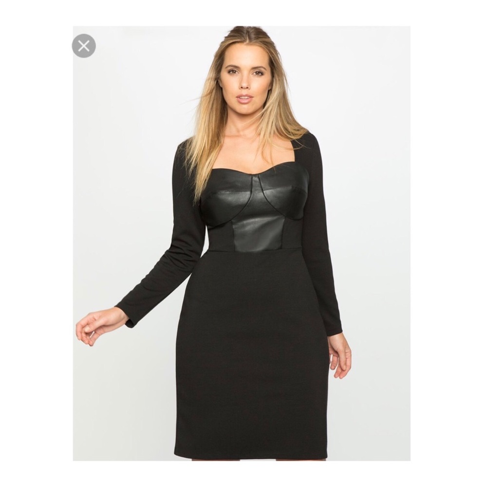 Eloquii Studio Black Faux Leather Empire Dress NWT